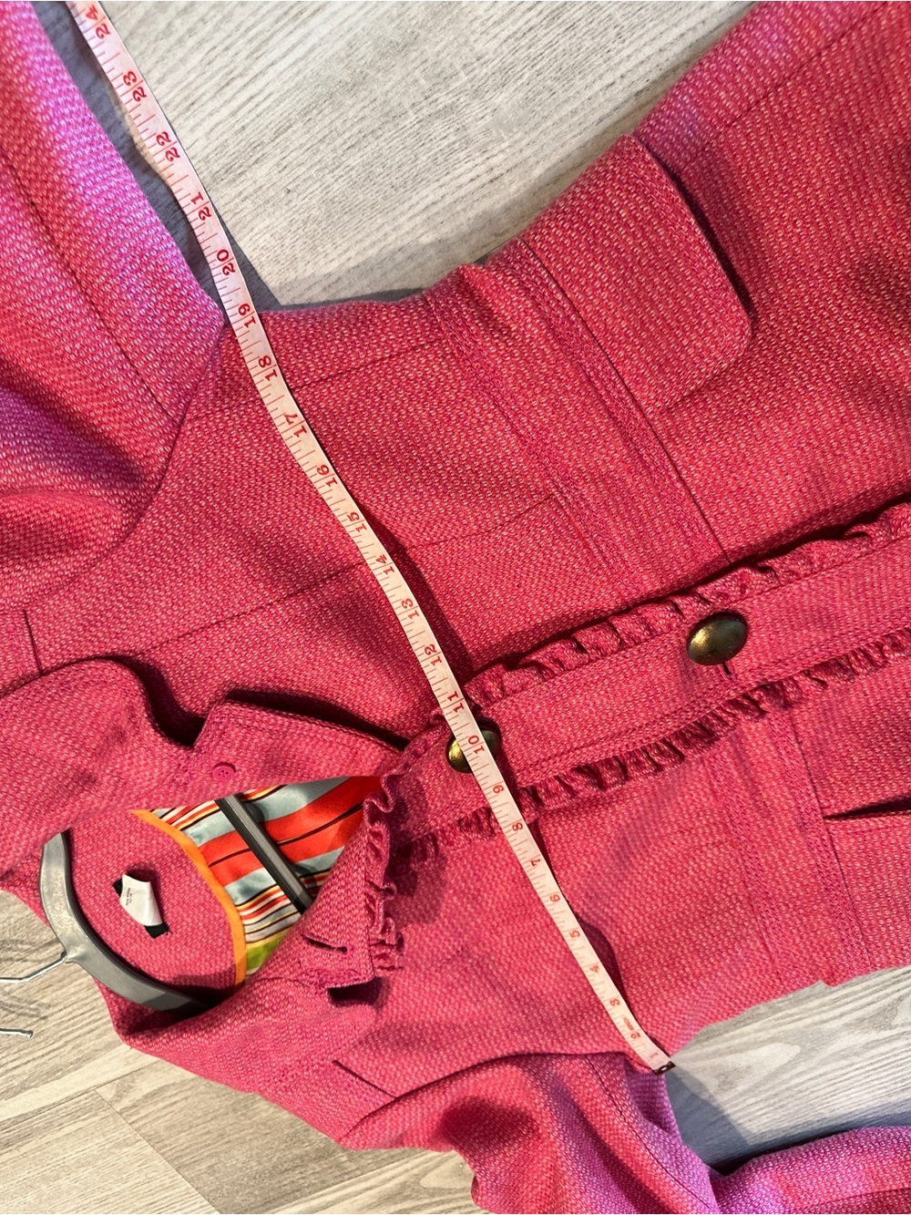 Vintage Y2K J. Crew Pink Wool Ruffle-Trim Blazer 10 - Picture 10 of 12
